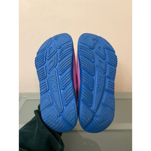 HOKA Ora Recovery Slide 3 Sandals Cyclamen Blue Pink W 9 or M 7 foam cushy shoes - Picture 3 of 8